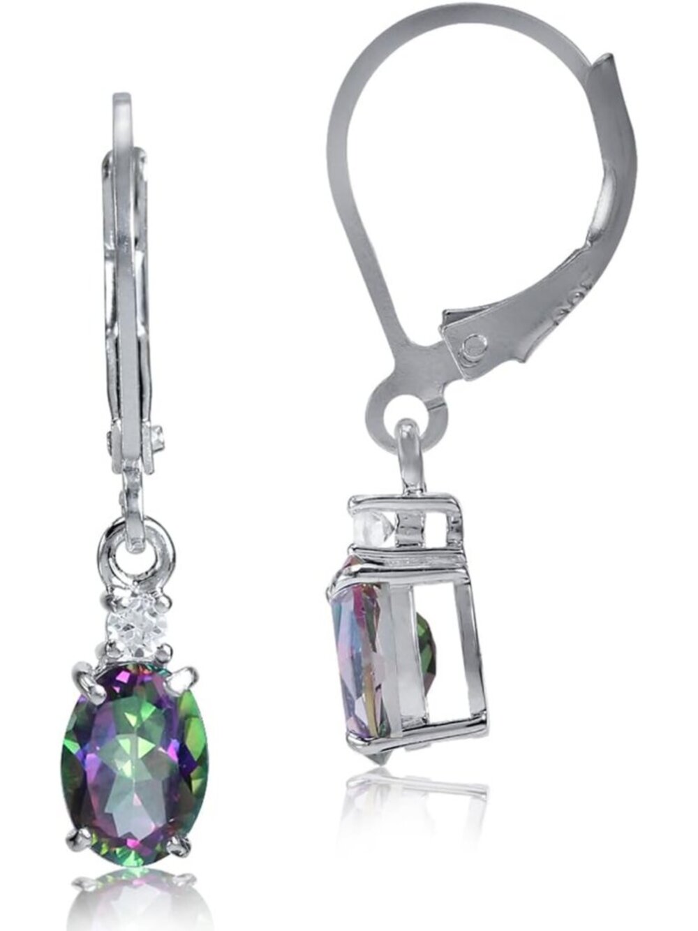Elegant White Gold Plated 925 Sterling Silver Leverback Earrings